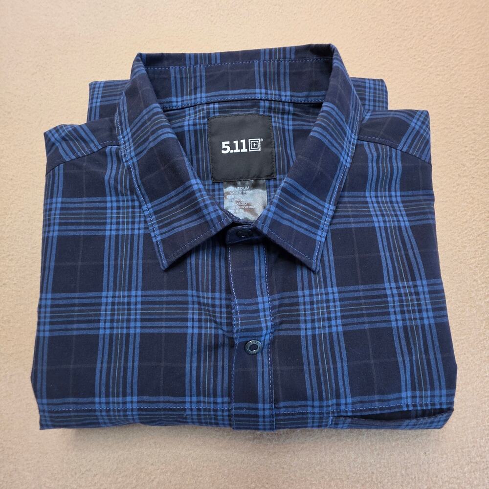 5.11 Tactical Igor Plaid Long-Sleeve Shirt Cobalt Blue Black Sz Medium NWT